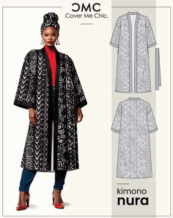 A photo of the Cover Me Chic Nuro Kimono sewing pattern